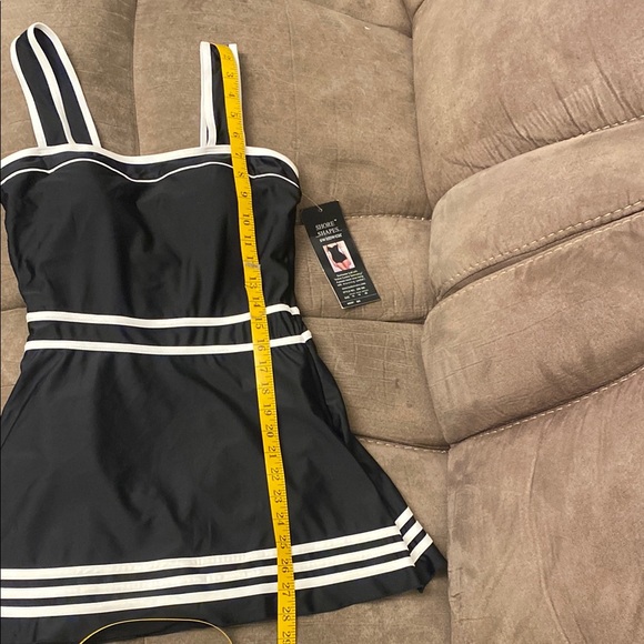 Black and White Shore Shapes Swimwear Swimsuit One Piece - Picture 4 of 6